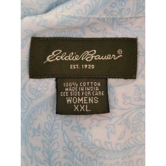 Eddie Bauer Sky Blue Paisley Button-Up Blouse - Picture 4 of 6
